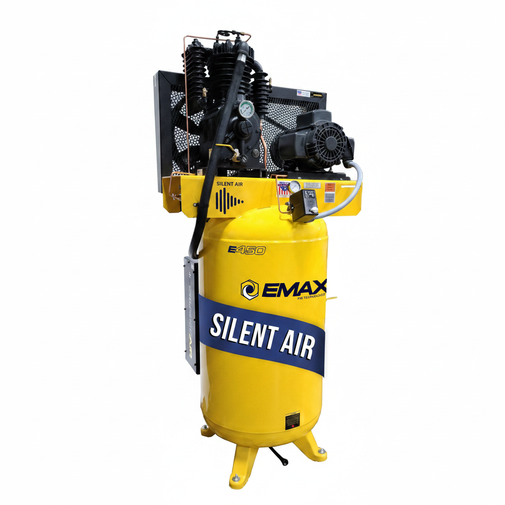 EMAX Silent Air Industrial Plus 5 HP 80-Gallon Two-Stage Air Compressor, 19 CFM 230V Single-Phase, ESP05V080I1