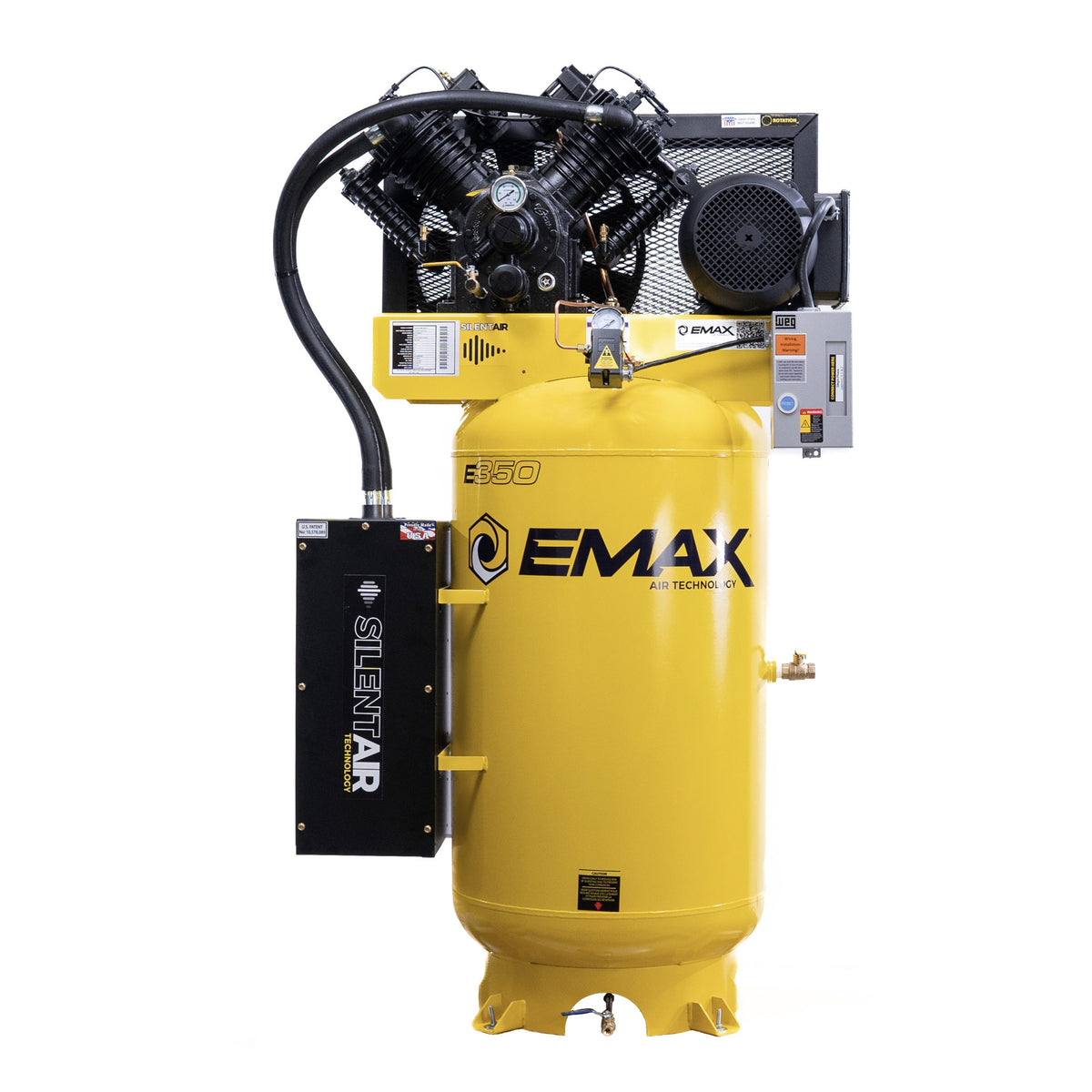 Front view of EMAX ES10V080V1 showing the two-stage cast iron pump head and motor