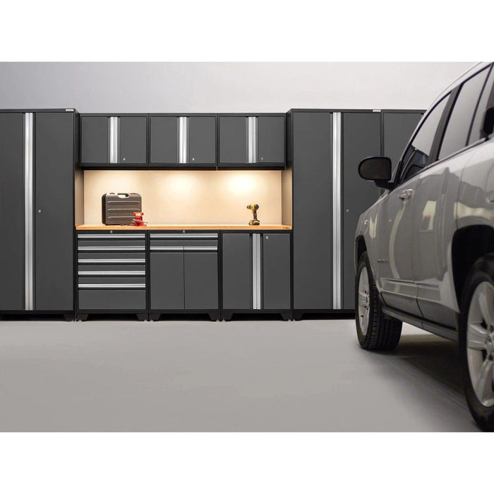 NewAge | Pro 3.0 Series 14-Piece Garage Cabinet Set With Lockers, Base, Wall, Tool Drawer Cabinets and 56 in. Worktop