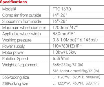 Fortisky FTC-1670 Tilt Back Tire Changer