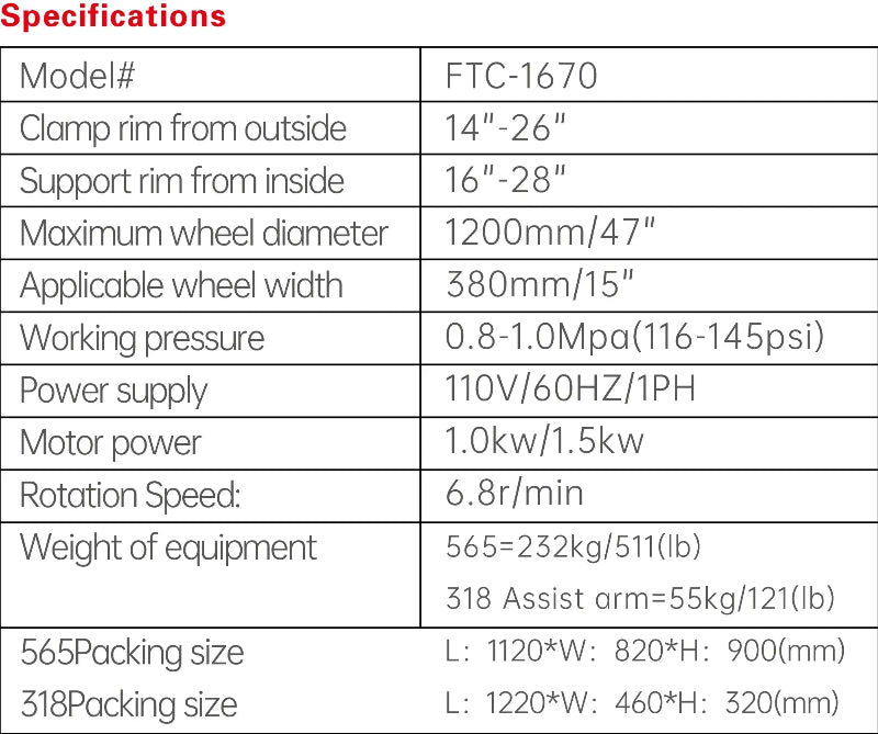 Fortisky FTC-1670 Tilt Back Tire Changer