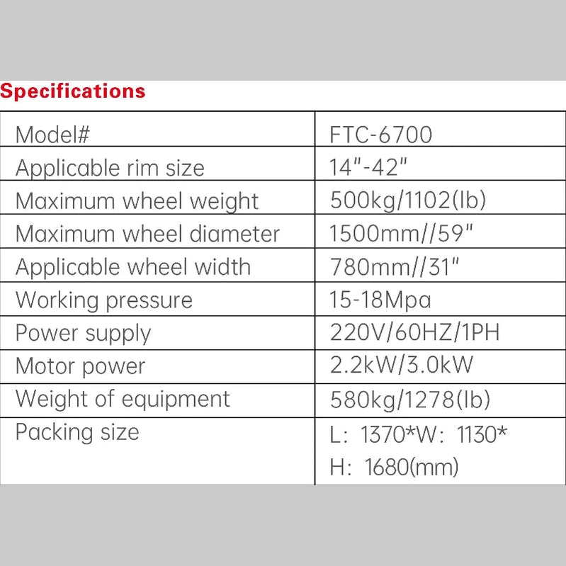 Fortisky FTC-6700 Fully Automatic Truck/Bus/Light Truck/Car Tire Changer