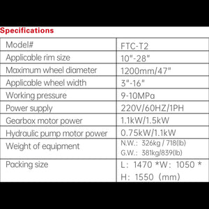 Fortisky FTC-T2 Leverless Center Post Tire Changer Fully Automatic

