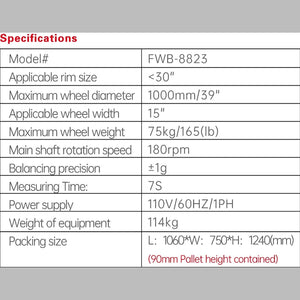 Fortisky FWB-8823 2D Car Wheel Balancer Self-Calibration w/ Laser Light Specifications