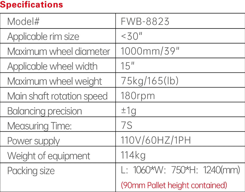 Fortisky FWB-8823 2D Car Wheel Balancer Self-Calibration w/ Laser Light Specifications