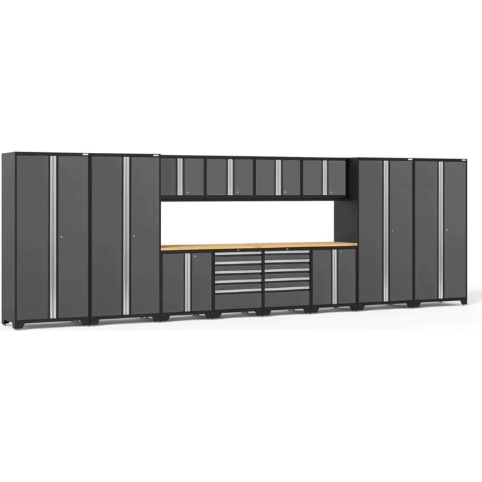 NewAge | Pro 3.0 Series 14-Piece Garage Cabinet Set With Lockers, Base, Wall, Tool Drawer Cabinets and 56 in. Worktop