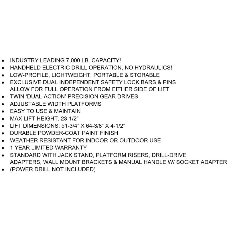 iDEAL Portable Auto Tilt Lift TLX - 7,000 lbs. Capacity Product Features