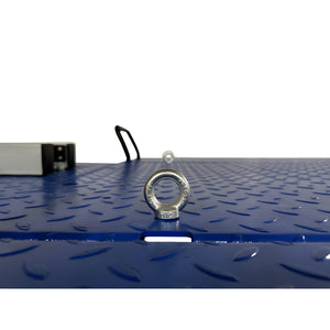 M10 tie-down anchor eye bolt on the diamond-plate deck