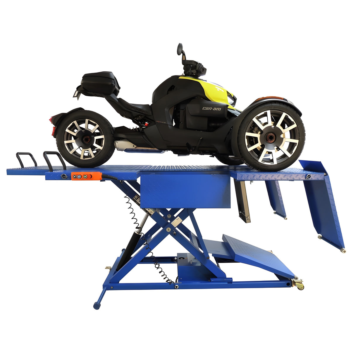 Can-Am Ryker side view on the raised lift