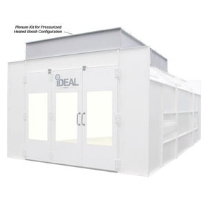 iDEAL PSB-SEMIDD26B semi downdraft paint booth shown with canopy plenum kit installed for pressurized heated configuration