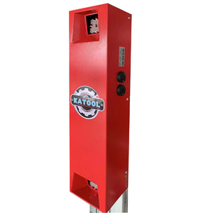 Katool KT-5DA camera column with reflective wheel-clamp targets in three-quarter view