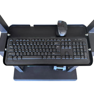 Katool KT-5DA workstation keyboard, mouse, and tablet shelf detail