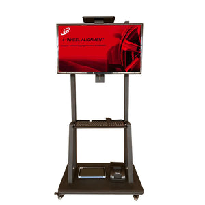 Katool KT-5DA wheeled monitor cart with shop display, keyboard tray, and integrated thermal printer