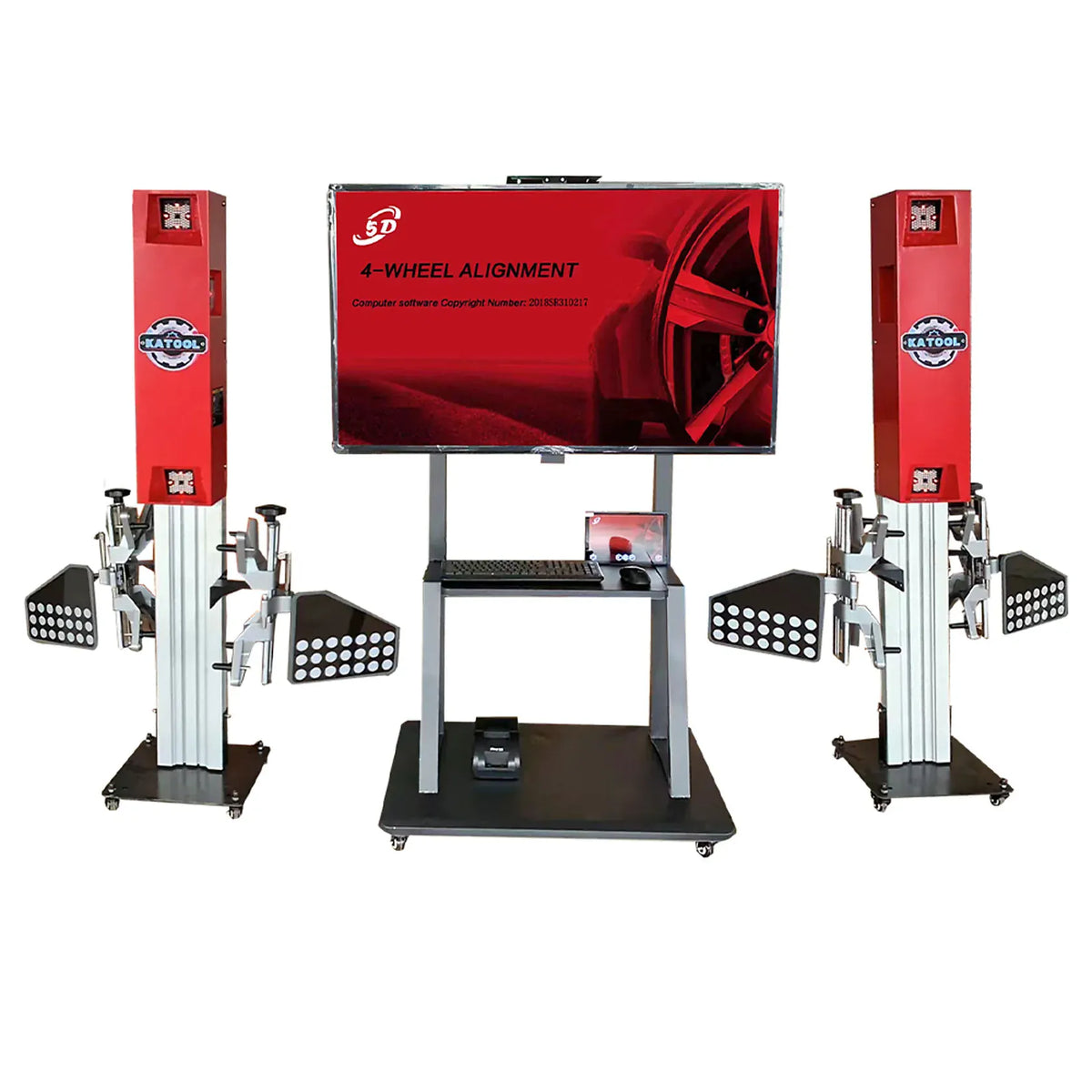 Katool KT-5DA 3D / 5D wheel alignment machine, full system with twin camera columns and monitor cart