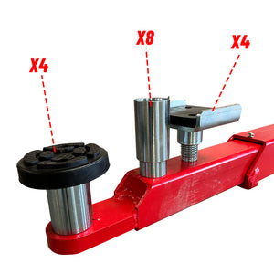 Katool KT-M150D included adapter kit: rubber pads, stacking sleeves, and pickup pads