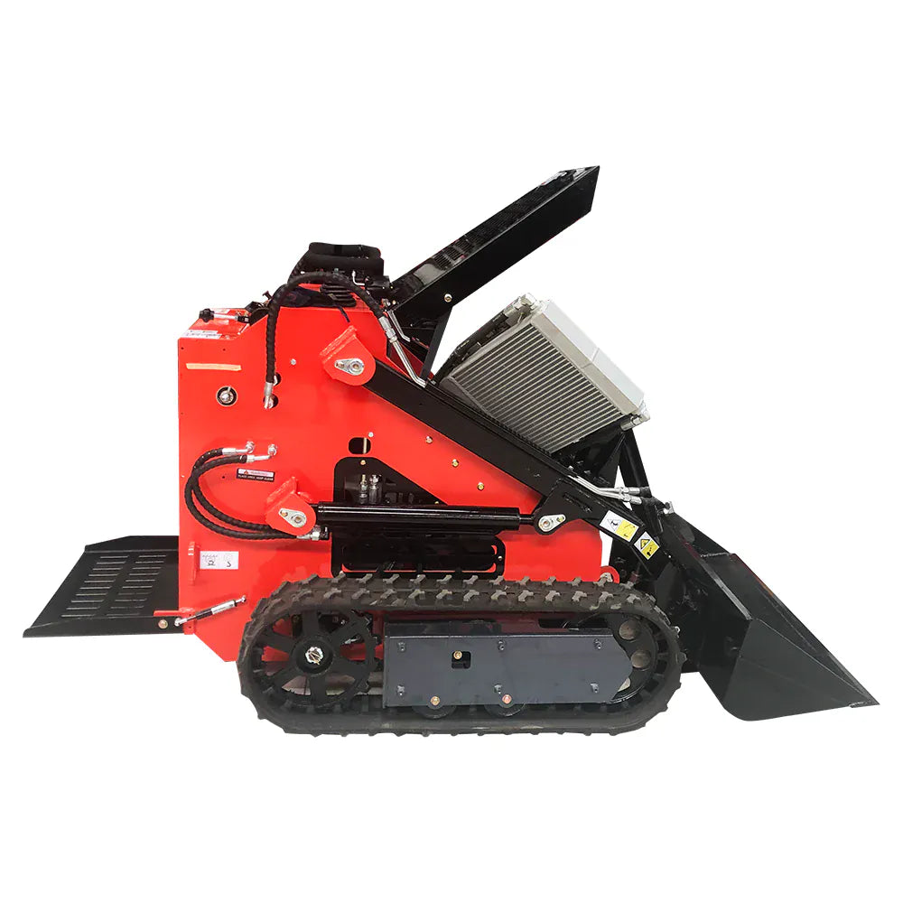 Katool KT-SK26B mini skid steer track loader, side view with engine cover open