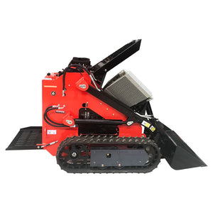 Katool KT-SK26B mini skid steer track loader, side view with engine cover open