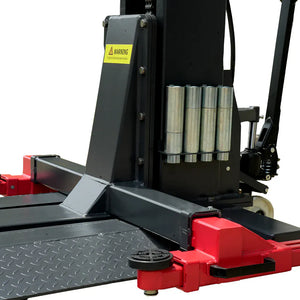Katool KT-SPL700 base, drive-on diamond-plate platform, and offside rollers close-up.