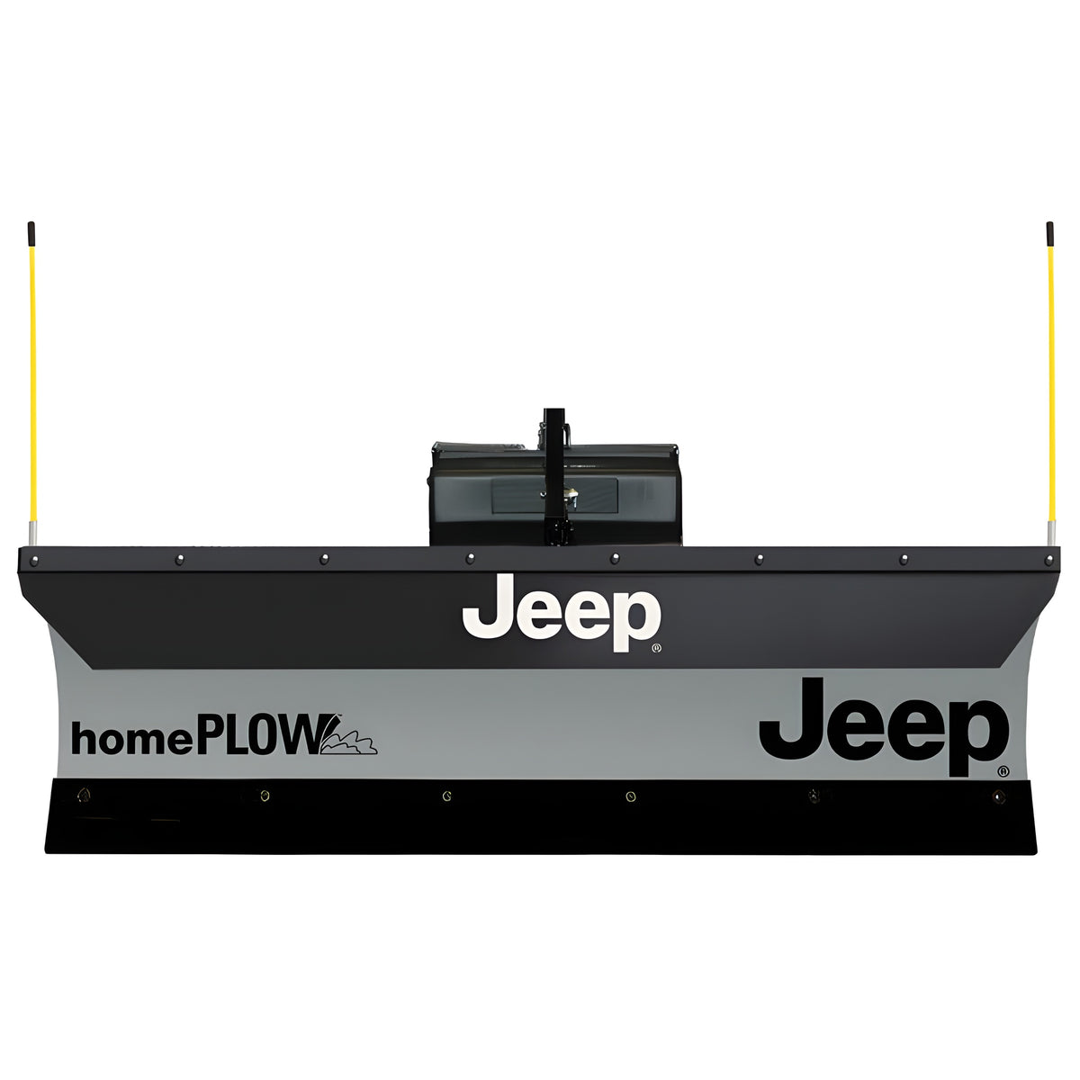Jeep HomePlow front view with Jeep and homePLOW decals, plow markers and lift frame