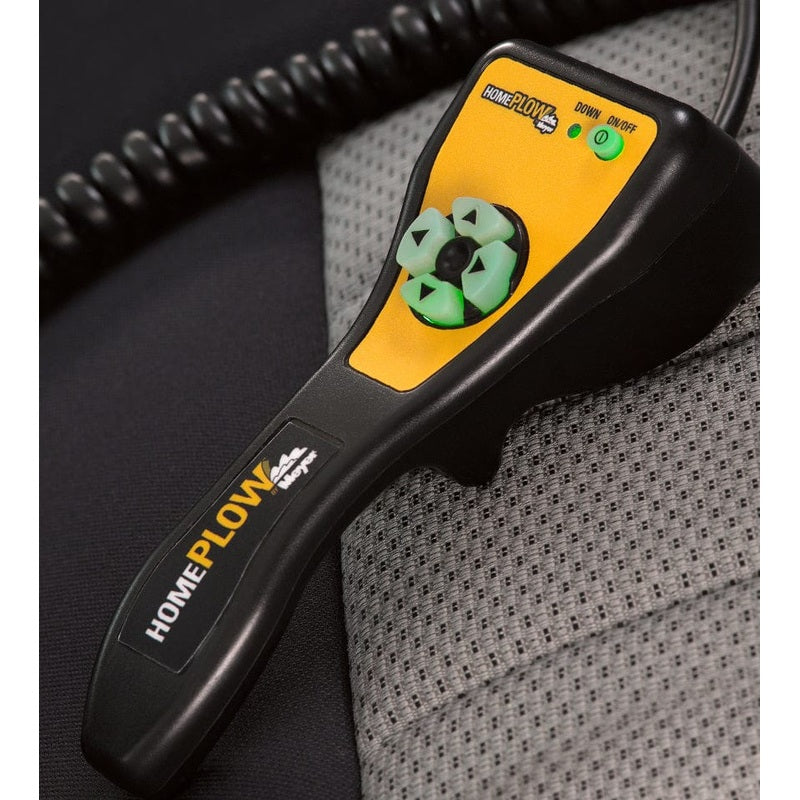 HomePlow handheld controller with four arrow buttons, on/off switch and coiled cord