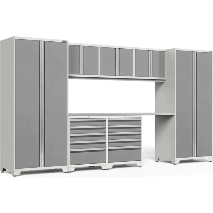 NewAge Pro 3.0 Series 8-Piece Garage Cabinet Set With 2X 5-Drawer Tool Cabinets - white Stainless