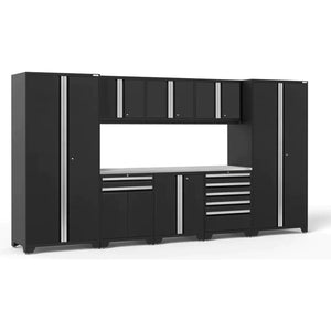 NewAge Pro 3.0 Series 9-Piece Garage Cabinet Set - Black Stainless
