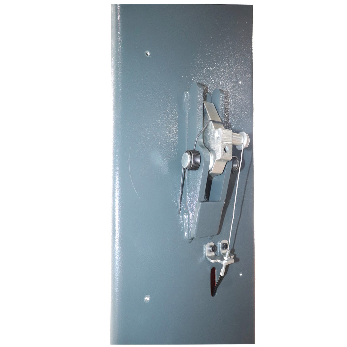 Spring-loaded safety lock latch and release cable on the lift column