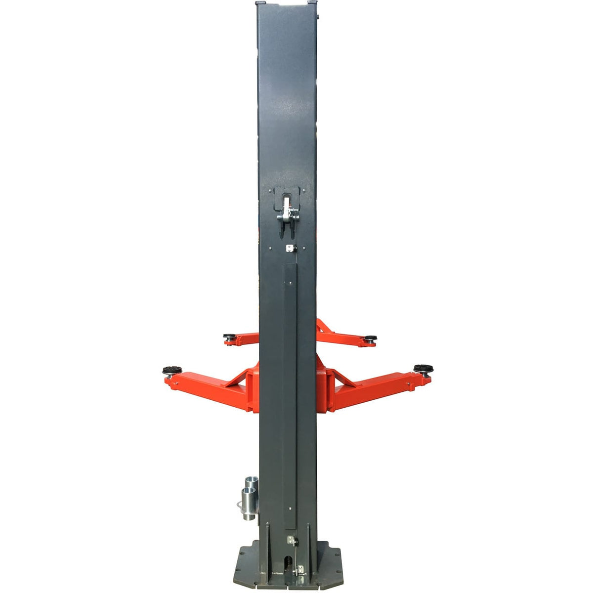 Front view of a single SAE-F12X lift column with arms folded and bolt-down base plate