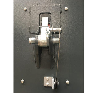 Single-point manual release lever and lock-cable pulley on the lift column