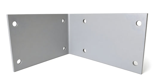 Triumph 90-degree power unit bracket: grey angle bracket seen from inside the bend, four bolt holes on each face