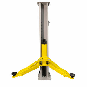 Triumph C7000 two-post lift in wide stance demonstrating 48 to 120 inch field-adjustable post-to-post width