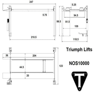 Triumph NOS10000 4-Post Auto Parking Lift dimensions