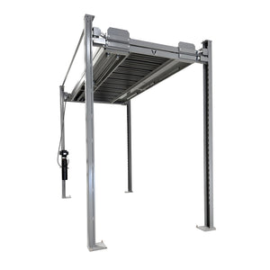 Raised top deck from the side with hand-held control on the column