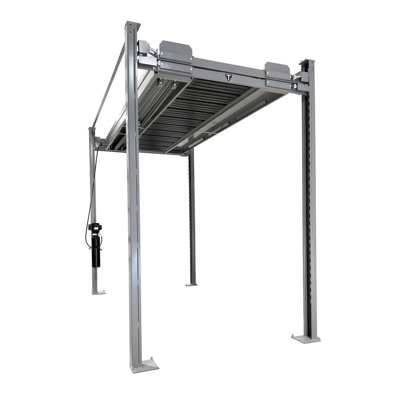 Raised top deck from the side with hand-held control on the column