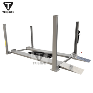 Triumph NSS-8 4-post lift, 3/4 angle view showing four-column structure and lock columns