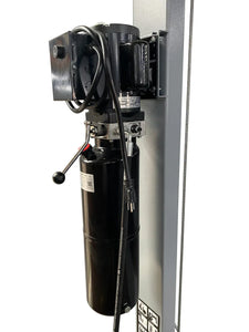 Triumph NSS-8 X1 hydraulic power unit with motor, reservoir, lock-release lever, and CE marking