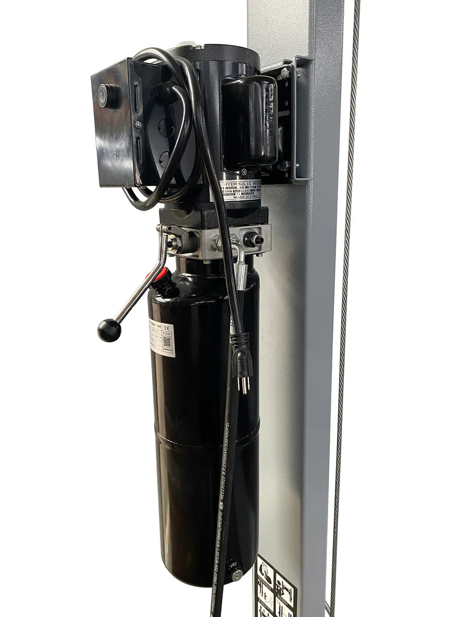 Triumph NSS-8 X1 hydraulic power unit with motor, reservoir, lock-release lever, and CE marking