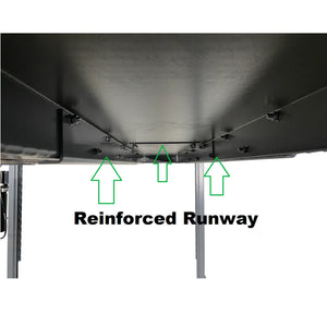 Underside of NSS-8 X1 runway showing bolted reinforcement plate at the assembly joint
