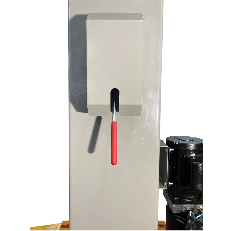 Triumph NT-16 single-point safety release lever on the column with motor visible at the right edge