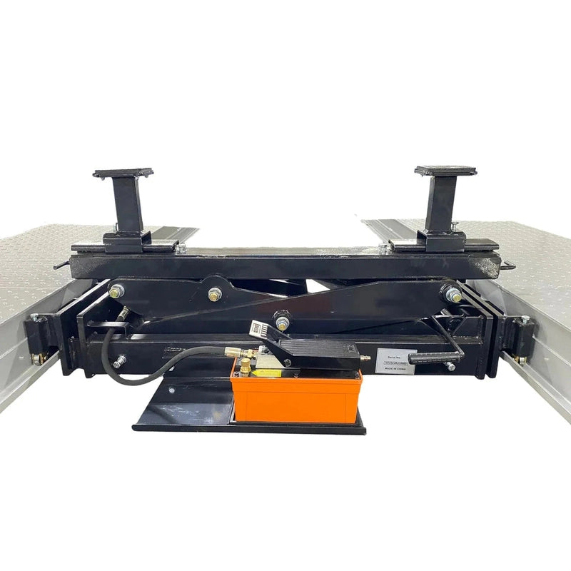 Rolling bridge jack close-up with foot-pump assembly