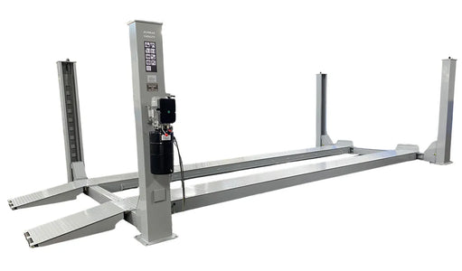Triumph NTR-32 four-post lift, 3/4 angle showing all four columns and power unit