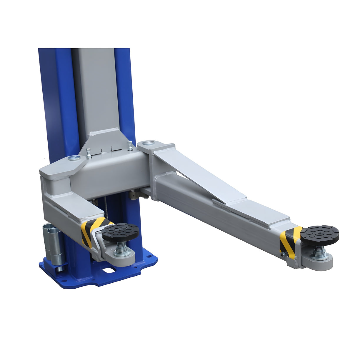 Carriage with two arms angled, spin-up pads and stackable adapter sleeves