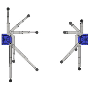 Top-down diagram of bi-symmetric arm sweep ranges
