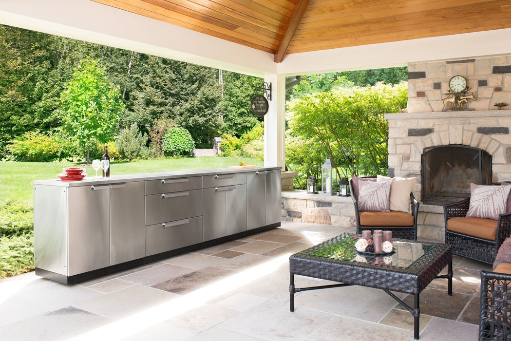 NewAge | Outdoor Kitchen Stainless Steel 3 Piece Cabinet Set with 2-Door, 2-Door Drawer and 3-Drawer Cabinet