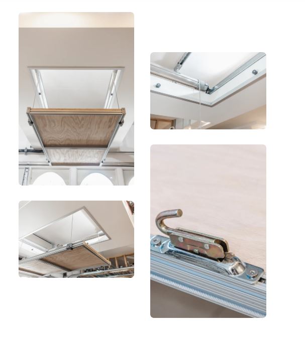 Auxx-Lift | 1400 Attic Lift 400 lbs Silver Finish w/ Remote