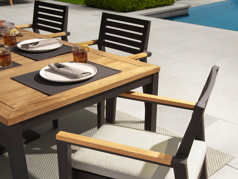 NewAge | Rhodes 4 Seater Dining Set with 72 in. Table and Umbrella