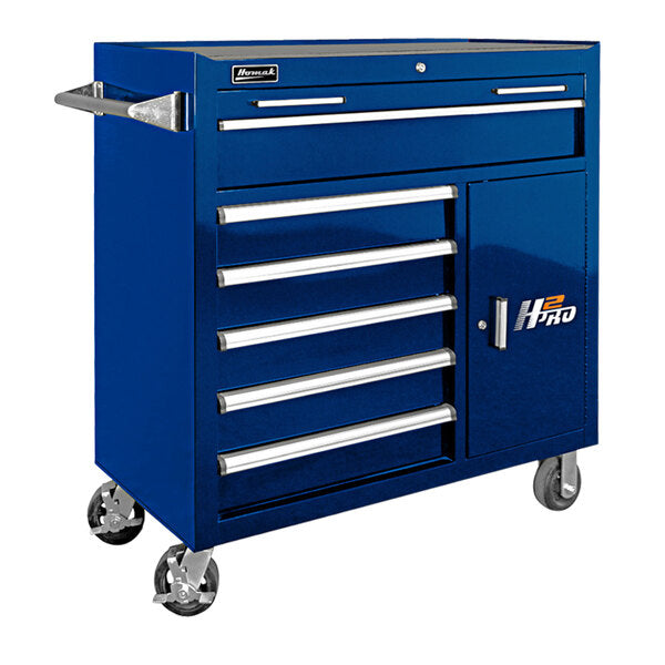 Midnight Blue Homak 41" H2Pro 6 Drawer with 2 Drawer Comp Roller Cabinet