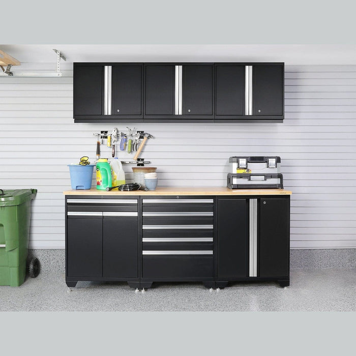 NewAge Pro Series 5 Piece Black Frame Cabinet Set With Garage Sink Cabinet