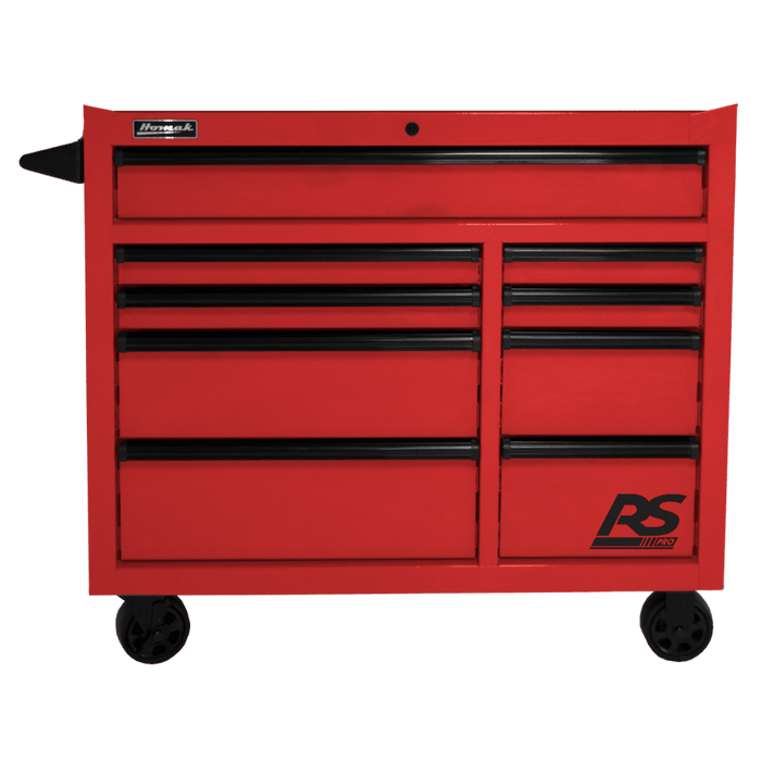 Firebrick Homak 41" RS Pro 9 Drawer Rolling Cabinet