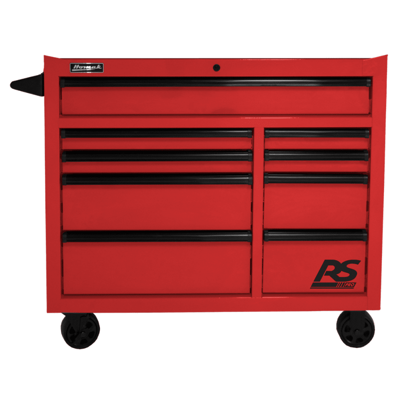 Firebrick Homak 41" RS Pro 9 Drawer Rolling Cabinet